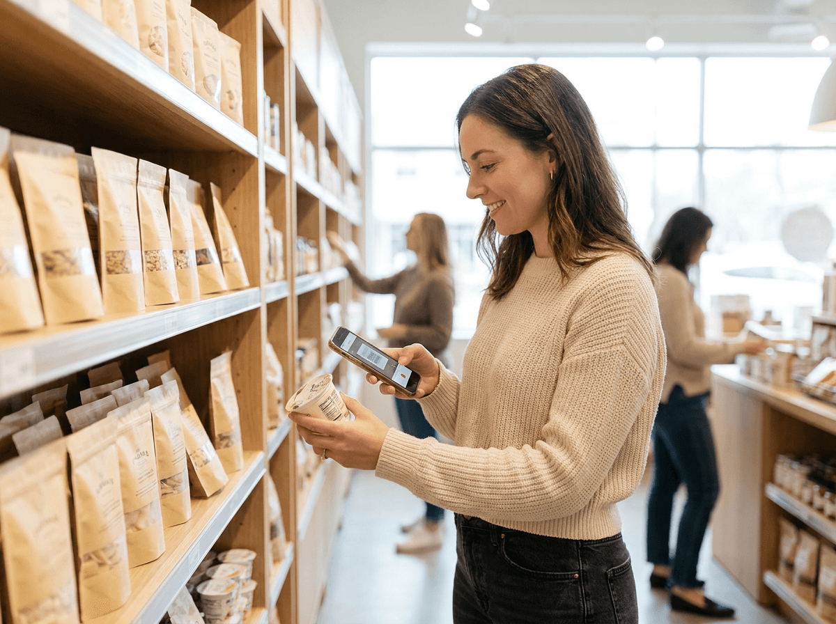 Scanning a barcode at the grocery store with the Phase app
