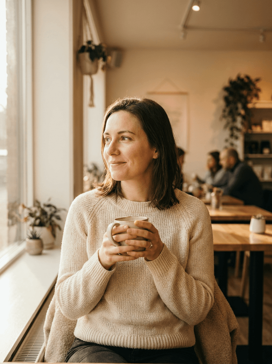A Phase user photographed in soft window light
